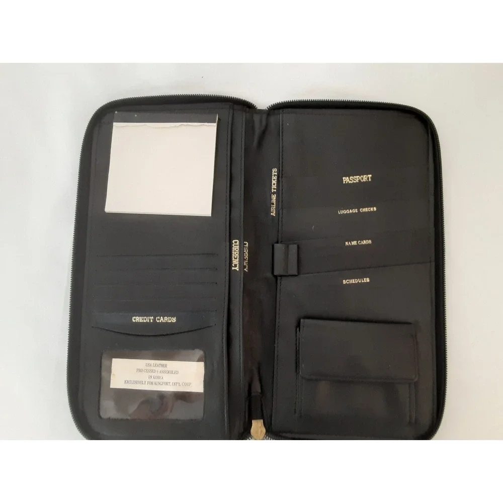 USA Long Lthr P-port Blk Wallet holds P-port,scheds,cr cds,note paper,Pen etc.